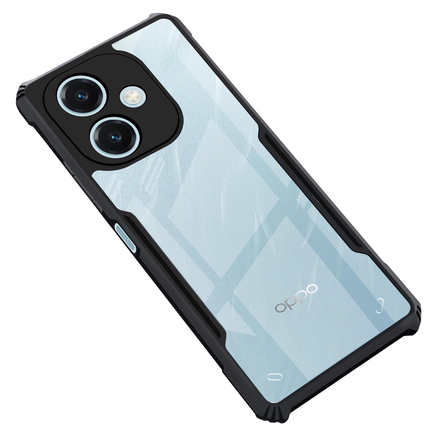 CEDO Oppo A3x / A3 (5G) Back Case Cover | Camera Protection Shockproof Bumper-Edge | Acrylic Crystal Clear 360 Degree Protection TPU+PC | Transparent Eagle Back Case Cover (Black)